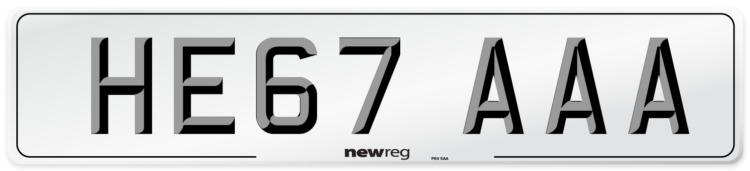 HE67 AAA Number Plate from New Reg
